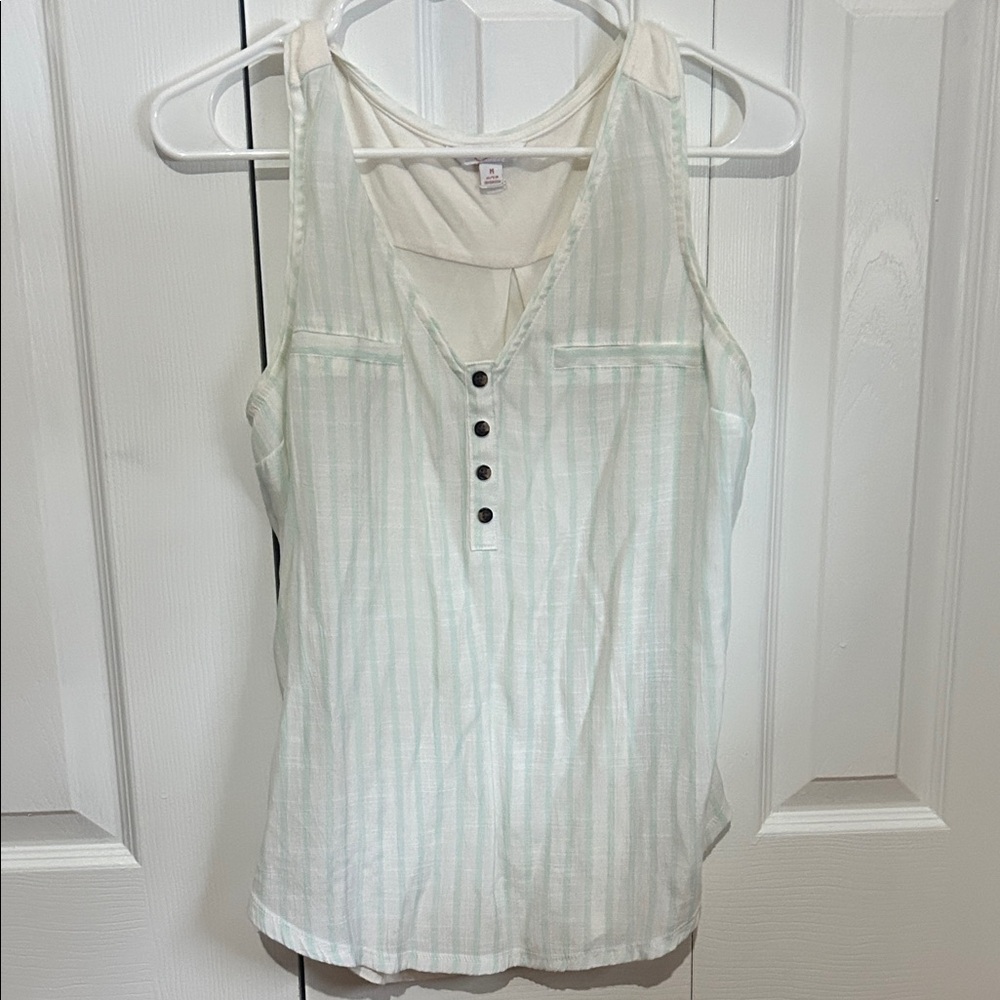 Candie's White and Mint Striped Tank Top
